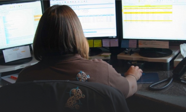 Woman working on a computer